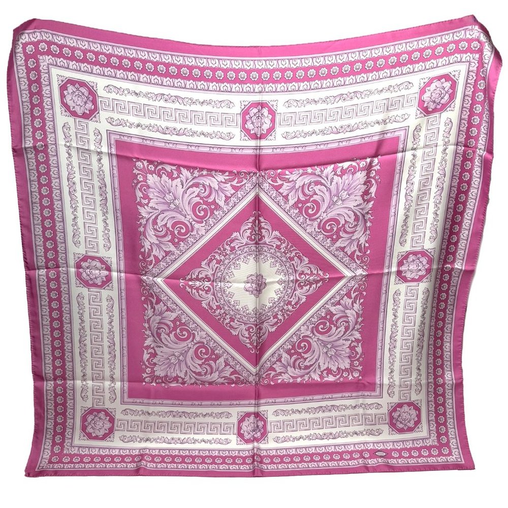 Versace Pink Floral Silk Scarf